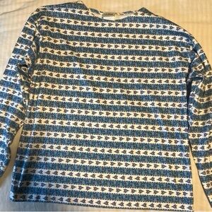 L.L. Bean Kids Long Sleeve Shirt - Blue and White Pattern